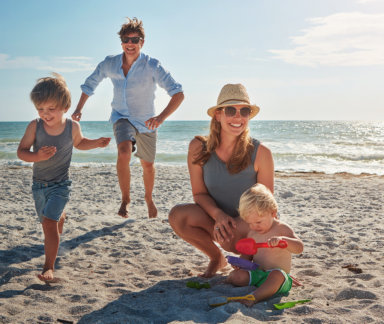 family on beach